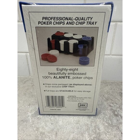New Set of 88 Jax Professional Alanite Poker Chips, Stackable Tray from 1982 - Picture 4 of 6